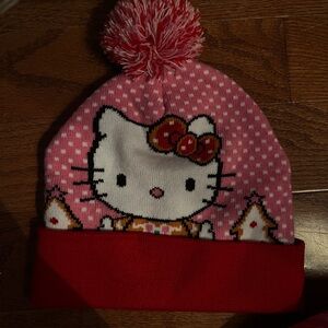 Hello Kitty Pink and Red Kids Pom-Pom Hat